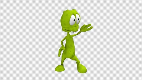 Cartoon alien dance - 3d render looped with alpha channel. Stock Footage 263120283