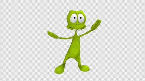 Cartoon alien dance - 3d render looped with alpha channel. Stock Footage 263120421