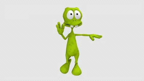 Cartoon alien dance - 3d render looped with alpha channel. Stock Footage 263120694