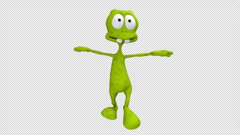 Cartoon alien dance - 3d render looped with alpha channel. Stock Footage 263121135