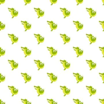 Cartoon alligator seamless pattern repeating background design Stock Illustration