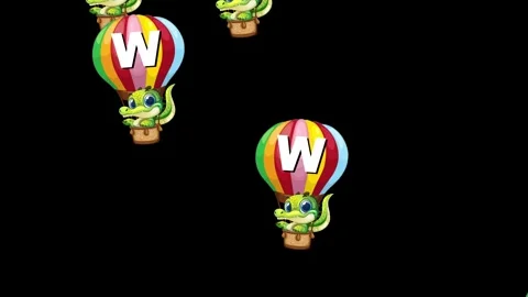 Cartoon Alligators Falling in Hot Air Balloons on Black Background Stock Footage 339755544