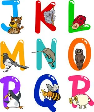 Cartoon Alphabet with Animals Ilustração Stock