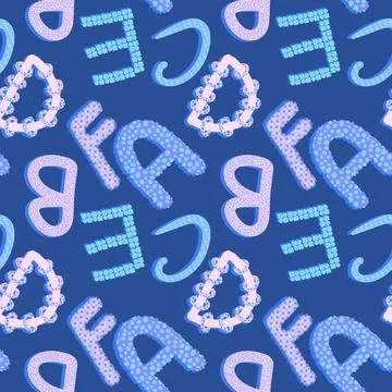 Cartoon alphabet seamless kindergarten pattern for wrapping paper Stock Illustration