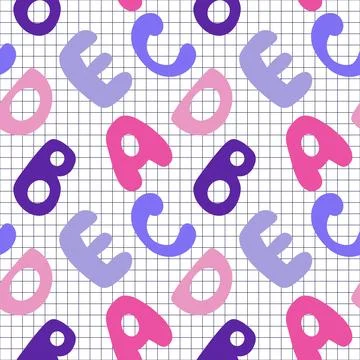 Cartoon alphabet seamless kindergarten pattern for wrapping paper and fabrics Illustrazione stock