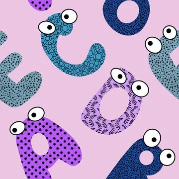 Cartoon alphabet seamless kindergarten pattern for wrapping paper Illustrazione stock