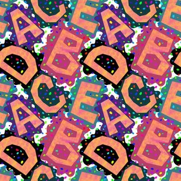 Cartoon alphabet seamless kindergarten pattern for wrapping paper Stock Illustration