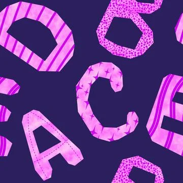 Cartoon alphabet seamless kindergarten pattern for wrapping paper and fabrics Stock Illustration