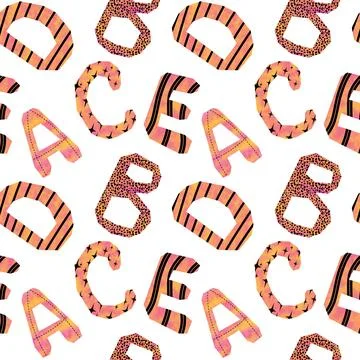 Cartoon alphabet seamless kindergarten pattern for wrapping paper and fabrics Stock Illustration