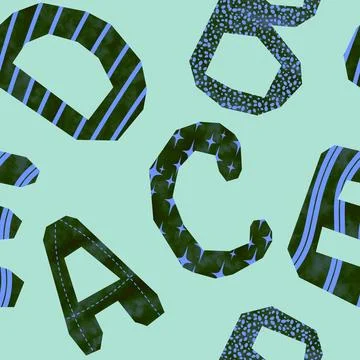 Cartoon alphabet seamless kindergarten pattern for wrapping paper and fabrics Stock Illustration