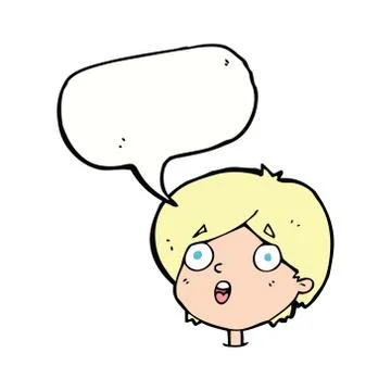 Cartoon amazed expression with speech bubble Stock Illustration