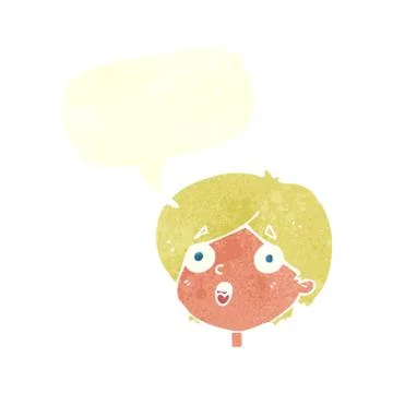 Cartoon amazed expression with speech bubble Stock Illustration