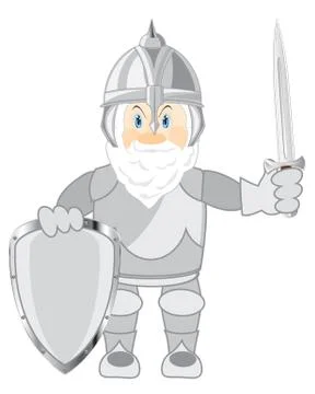 Cartoon of the ancient warrior in defensive send and panoply Stock Illustration