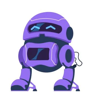 Cartoon android character. Robot mascot, science innovation template. Fantastic Stock Illustration