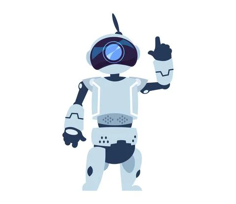 Cartoon android. Robot waving hand. Futuristic automatic robotic toy or cyber 스톡 일러스트
