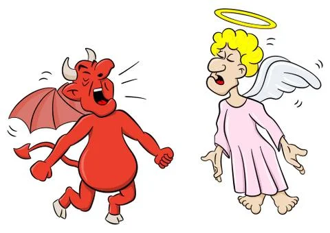 Cartoon angel and devil Stock Illustration