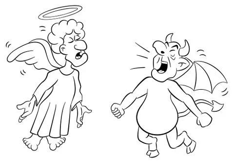 Cartoon angel and devil Stock Illustration