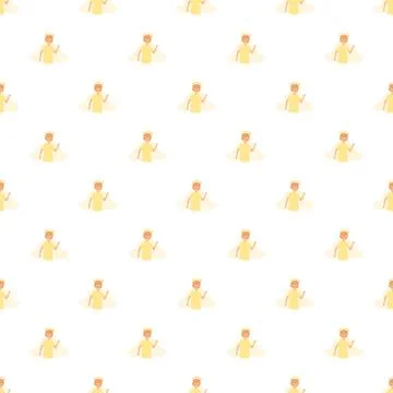 Cartoon angel character pattern with wings and halo Stock Illustration