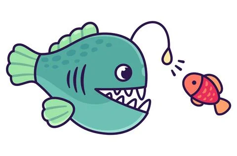 Cartoon anglerfish drawing Stock Illustration