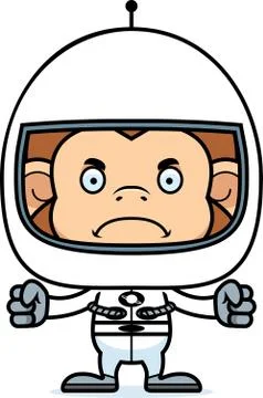Cartoon Angry Astronaut Monkey Stock Illustration