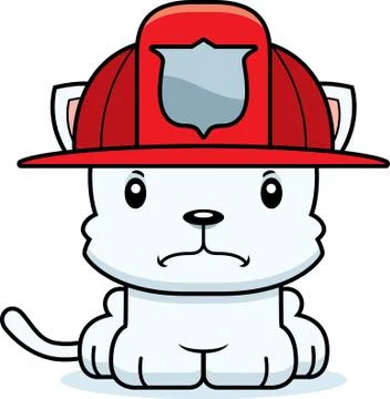 Cartoon Angry Firefighter Kitten Stock Illustration