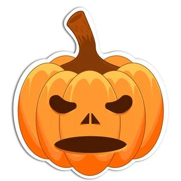Cartoon angry jack-o-lantern pumpkin with stem Stock Illustration