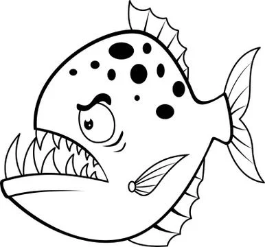 Cartoon angry piranha Stock Illustration