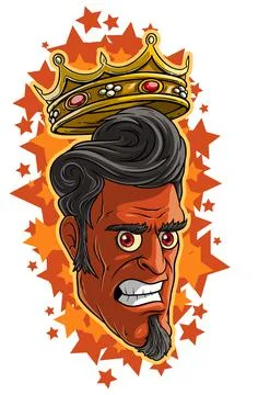 Cartoon angry red devil man with golden king crown Stock Illustration