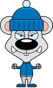 Cartoon Angry Winter Mouse Stock Illustration