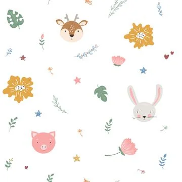 Cartoon animal head pattern for wrapping paper Stock Illustration