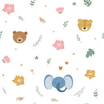 Cartoon animal head pattern for wrapping paper Stock Illustration