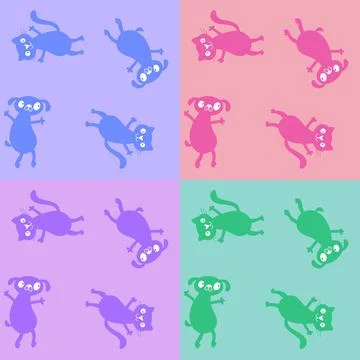 Cartoon animals seamless cats and dogs and fish bones pattern for wrapping .. 스톡 일러스트