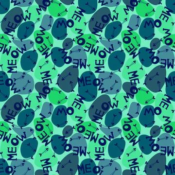 Cartoon animals seamless cats pattern for wrapping paper and fabrics Stock Illustration