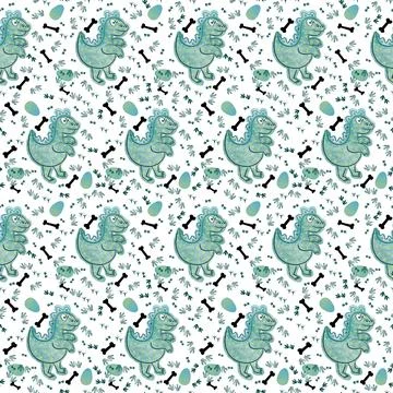 Cartoon animals seamless dinosaur pattern for wrapping paper and fabrics Illustrazione stock