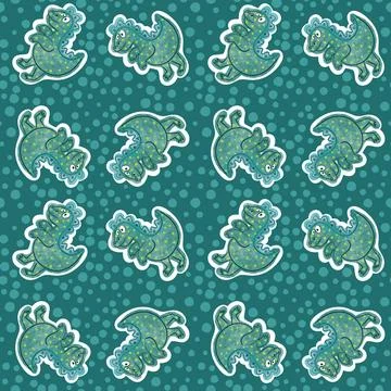 Cartoon animals seamless dinosaur pattern for wrapping paper and fabrics Illustrazione stock