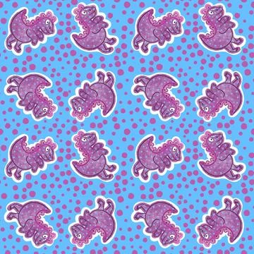 Cartoon animals seamless dinosaur pattern for wrapping paper and fabrics Illustrazione stock