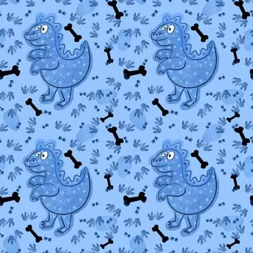 Cartoon animals seamless dinosaur pattern for wrapping paper and fabrics Illustrazione stock