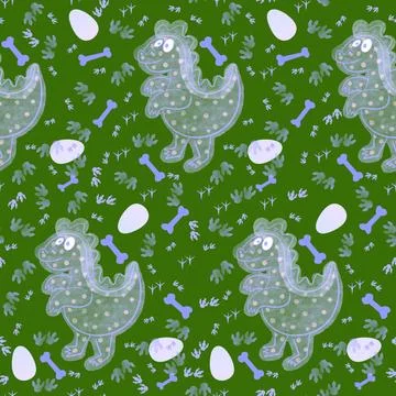 Cartoon animals seamless dinosaur pattern for wrapping paper and fabrics Illustrazione stock