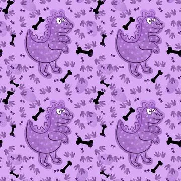 Cartoon animals seamless dinosaur pattern for wrapping paper and fabrics Illustrazione stock