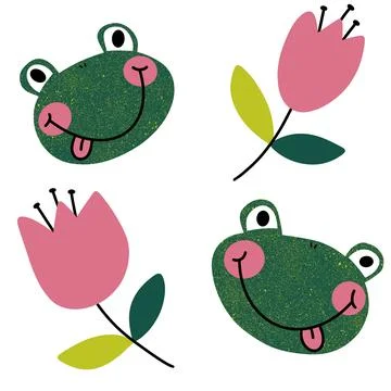Cartoon animals seamless frogs pattern for wrapping paper and fabrics and kid Stock Illustration