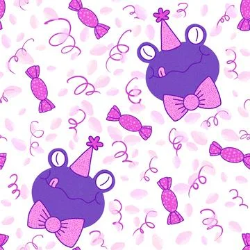 Cartoon animals seamless frogs pattern for wrapping paper and fabrics and kid Illustrazione stock