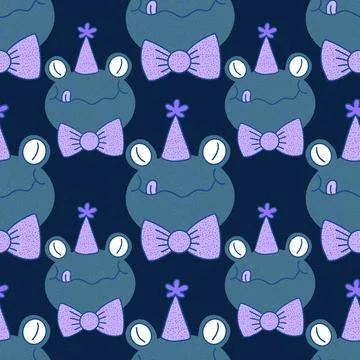 Cartoon animals seamless frogs pattern for wrapping paper and fabrics and kid Stock Illustration