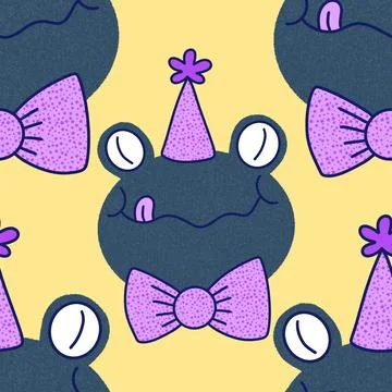 Cartoon animals seamless frogs pattern for wrapping paper and fabrics and kids Illustrazione stock