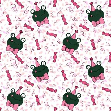 Cartoon animals seamless frogs pattern for wrapping paper and fabrics and kids 스톡 일러스트