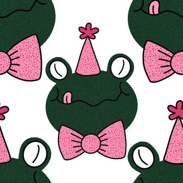 Cartoon animals seamless frogs pattern for wrapping paper and fabrics and kid Stock Illustration