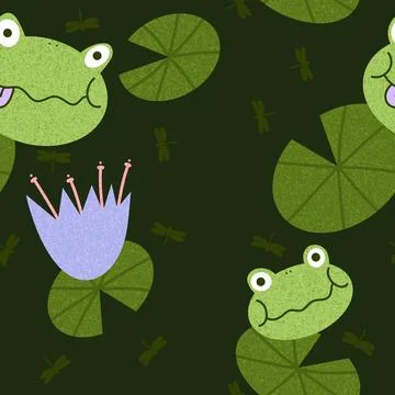 Cartoon animals seamless frogs pattern for wrapping paper and fabrics and kid Stock Illustration