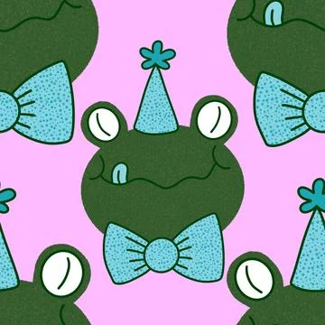 Cartoon animals seamless frogs pattern for wrapping paper and fabrics and kid 스톡 일러스트