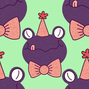 Cartoon animals seamless frogs pattern for wrapping paper and fabrics and kid Stock Illustration