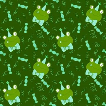 Cartoon animals seamless frogs pattern for wrapping paper and fabrics and kid 스톡 일러스트