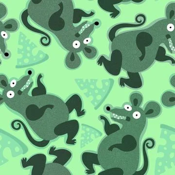 Cartoon animals seamless retro mouse pattern for fabrics and linens Stock Illustration
